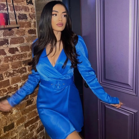 Zara Belted Satin Effec Dress - Picture 3 of 12